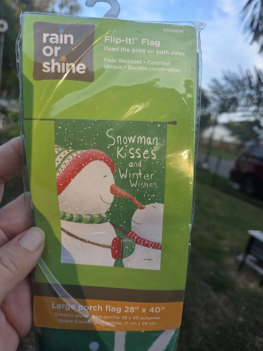 Rain or Shine Green Snowman Garden Flag - Holiday Flip-It Flag 28×40